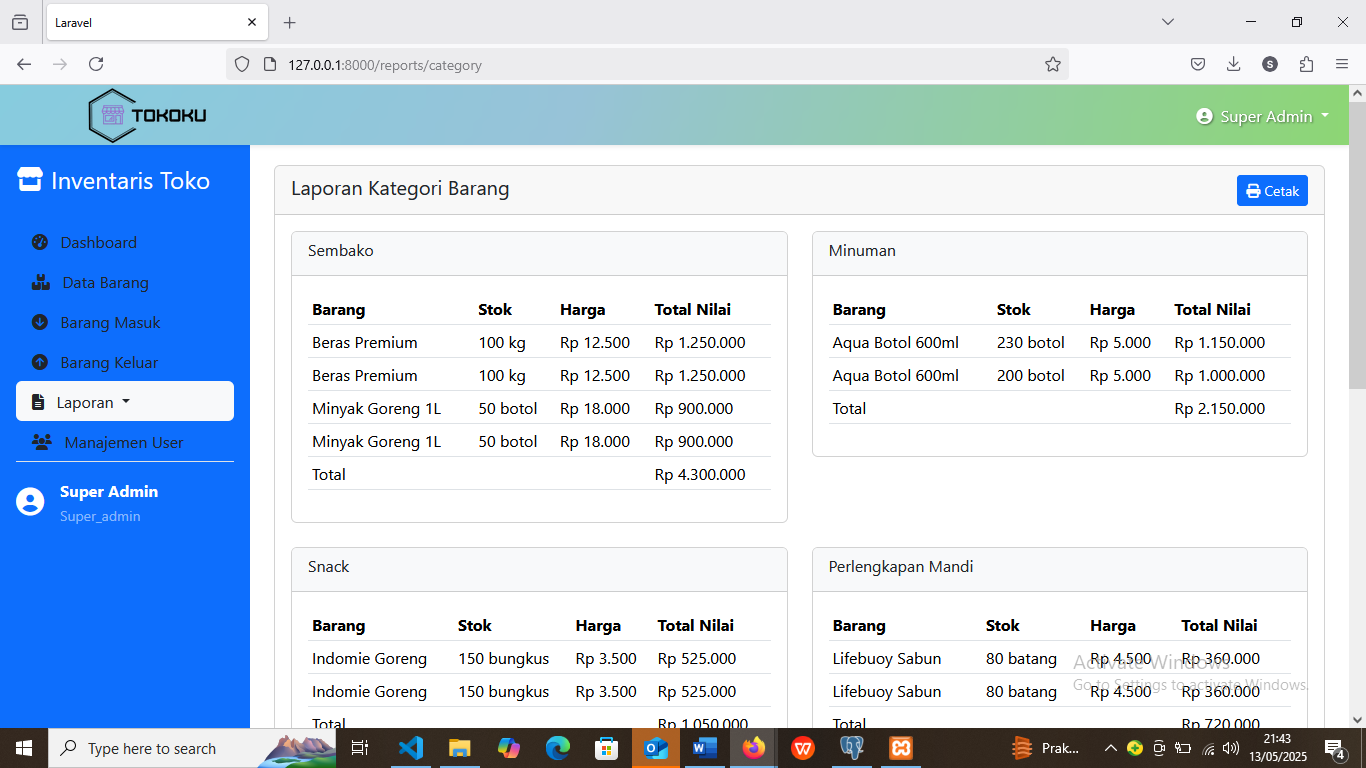 Website Inventori - Laporan Kategori